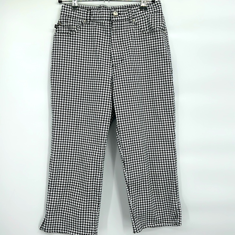 Lauren Ralph Lauren Black White Houndstooth Pants 8Petite